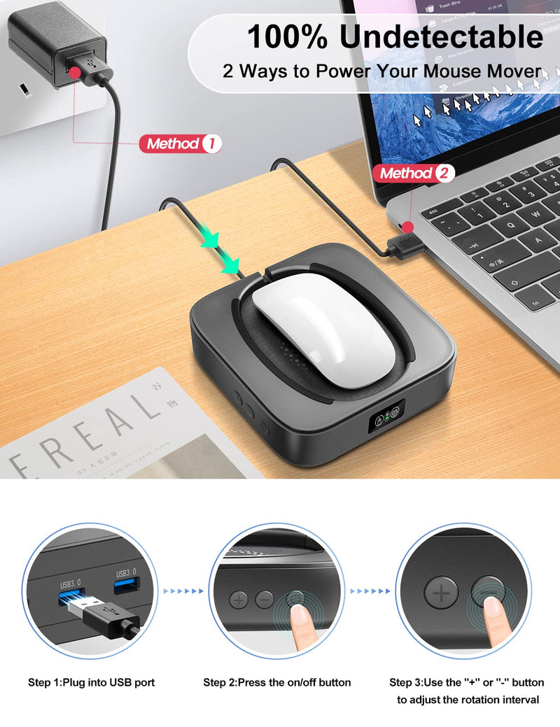 Meatanty Mouse Mover Undetectable, Super-Silent Mouse Jiggler Device Move Randomly, Automatic Wiggler Shaker Giggler, Adjustable Interval Timer, Keep Computer Laptop Active for Office Home Remote Work Mechanical Mouse Jiggler