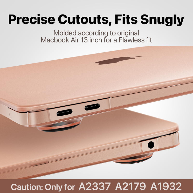 Compatible for Macbook Air 13 inch Case M1 2020 2019 2018 [Same as Bare Device] Sturdy Protective Hard Shell Cover for Laptop A2337 A2179 A1932 - Gold Clear