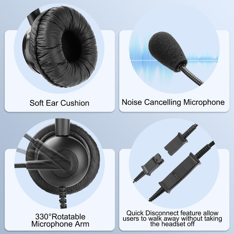 [AUSTRALIA] - MKJ Cisco Headset Noise Canceling Wired Headphones with Microphone Corded RJ9 Telephone Headset for Cisco Office Phones CP-7821 7940 7942G 7945G 7961G 7962G 7965G 7971G 7975G 8865 9951 Basic Mono Headset 