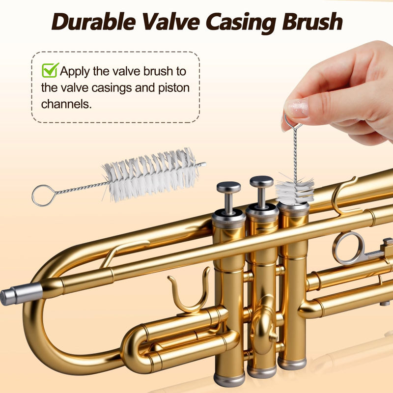 [AUSTRALIA] - Trumpet Cleaning Kit - 3 Trumpet Lubricating Valve Oil, 2 Slide Grease,Valve, Mouthpiece, Flexible Bore Brush and Cleaning Cloth, Brass Instrument Cleaning and Care Set for Trumpet Maintenance 10Pcs 