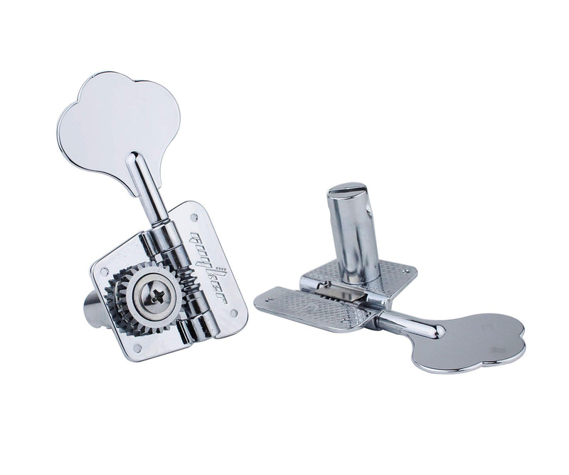 Guyker Bass Tuners (2R + 2L) - 1:20 Ratio Open Gear Tuning Key Pegs Machine Head Replacement for Electric Jazz Guitar Bass or Precision Instruments - GK530 Chrome 2R + 2L
