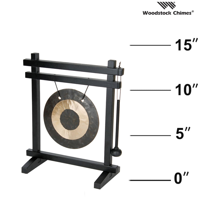 [AUSTRALIA] - Woodstock Wind Chimes Desk Gong, Brass Hand-Hammered Bronze, Medium 12 - Inch Tall, for Meditation, Yoga, Classrooms, Offices, Great for Awareness, Relaxation Black/Bronze 