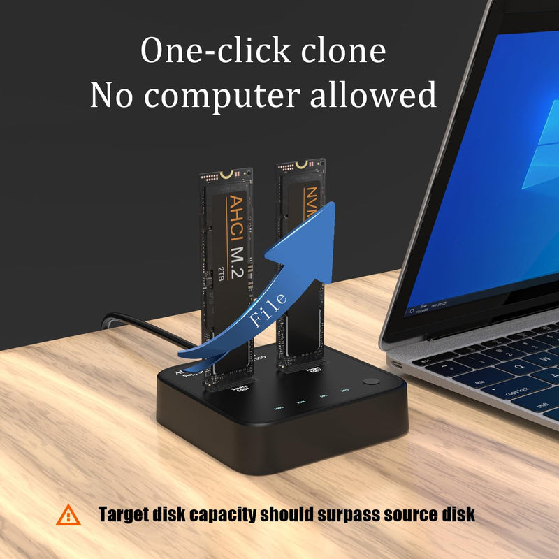K3016P2 NVMe AHCI Cloner Duplicator, Dual Bay M.2 SSD Docking | 20Gbps, Offline Cloner and Copy Function, SSD Size 2230/2242/2260/2280