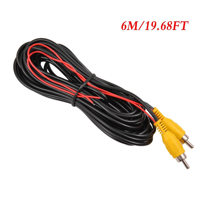DALLUX Backup Camera RCA Video Cable,Car Reverse Rear View Camera Video Cable with Detection Wire(20FT/6 Meters),AV Extension Cable with RCA Video Female to Female Coupler and Power Cable RCAC02/20ft
