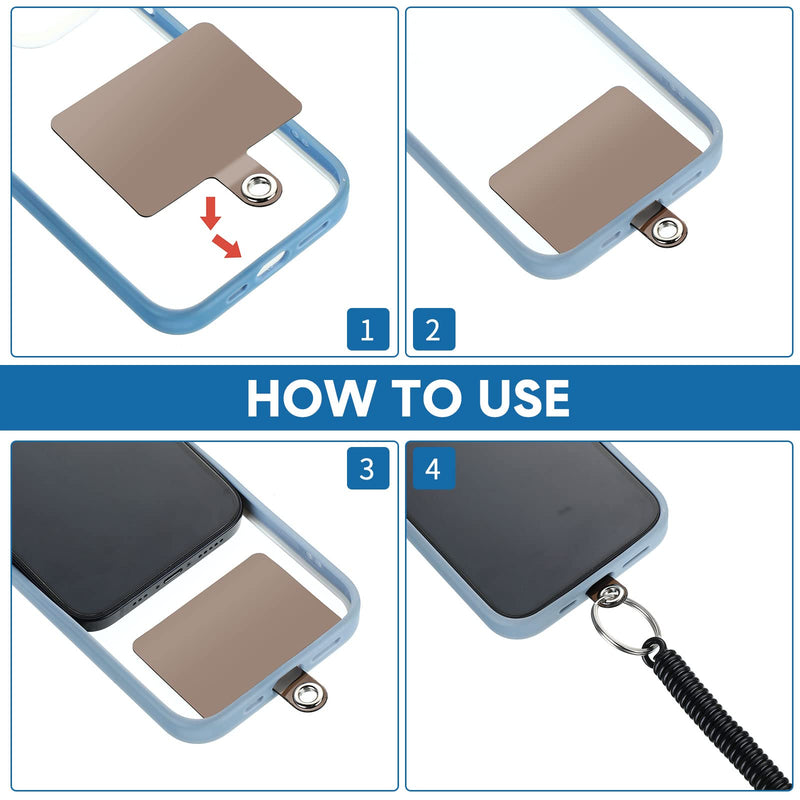 4 Sets Phone Lanyard Tether with Patch Phone Tether Phone Strap for Drop Protection Outdoor Hiking Cycling Climbing Black