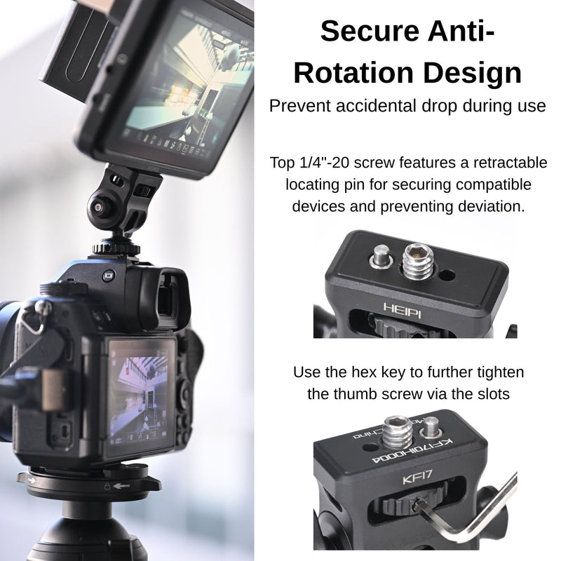 [AUSTRALIA] - HEIPI Field Monitor Mount with Cold Shoe Mount Swivel 360° and Tilt 180°, Holder for Camera Monitor Mount, LED, Flash and Video Shooting Photography Accessories, Max Load Capacity 7.7lbs 