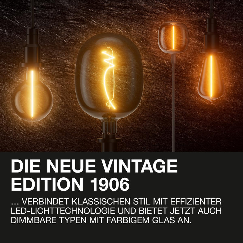 Osram Vintage Edition 15 Watts Replacement E27 ST64 Shape 1800 Kelvin Warm Comfort Light Clear Glass Single Pack Edison-Form Not dimmable Smoked glass