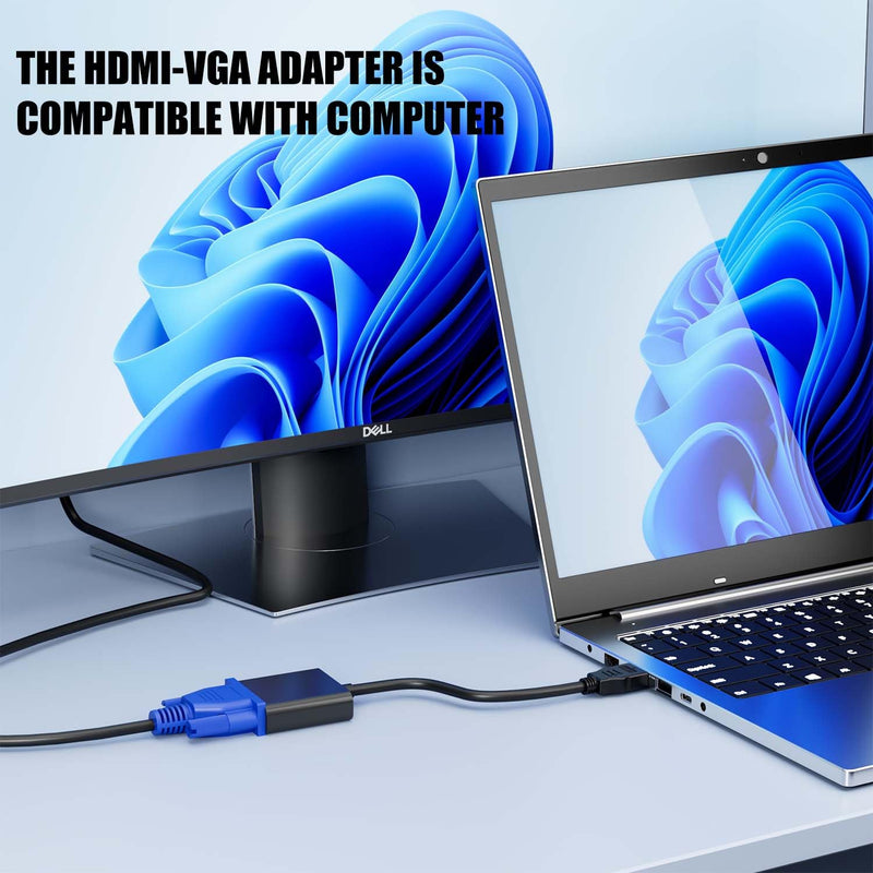 [AUSTRALIA] - HDMI to VGA, Gold-Plated HDMI to VGA Adapter (Male to Female) Contain 3.5mm Audio Port and Power Supply Port Computer, Desktop,Laptop,PC,Monitor,Projector,HDTV,Roku,Xbox,Support 4K 1080P 