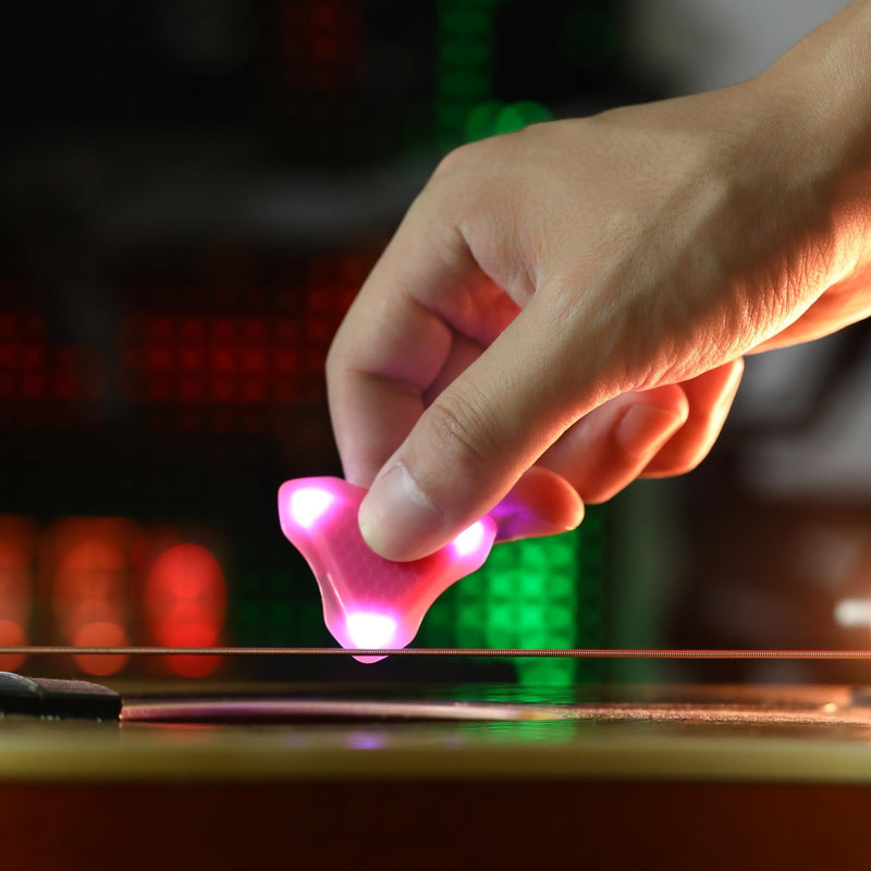 Auto Glowing LED Guitar Pick, Non-slip honeycomb touch, 3 Thickness Options for Electric Guitar,Bass Guitar Picks,White Light, XL size
