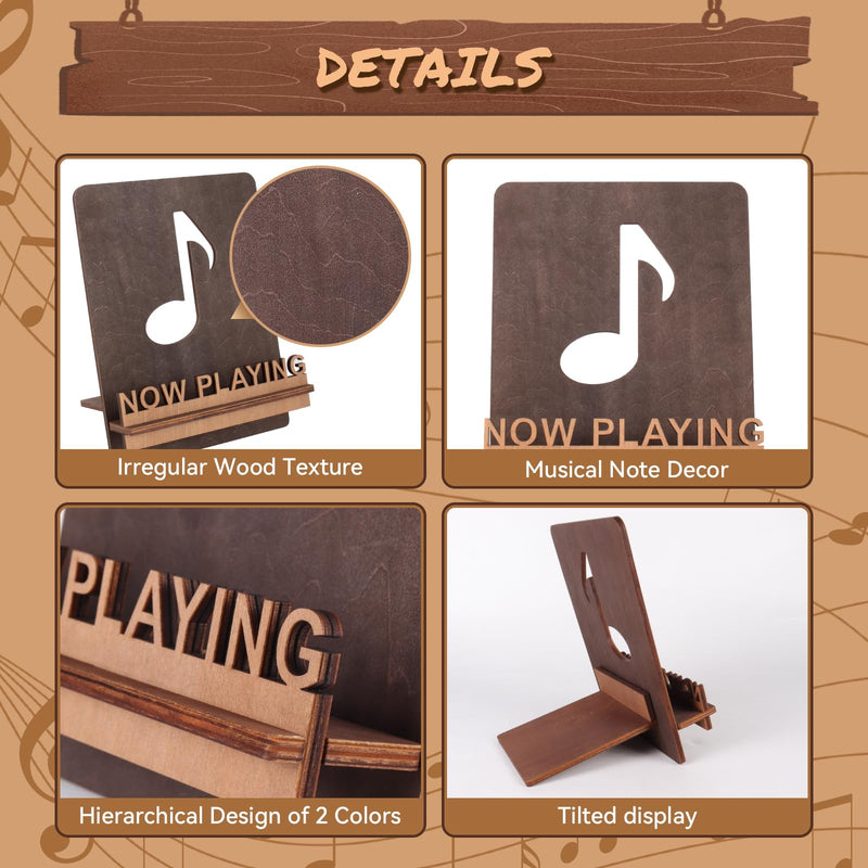 Now Playing Vinyl Record Stand, Now Playing Holder with 3D Design，Wood Record Shelf，Vinyl Holder, Retro Vinyl Record Display in Musical Note Design，Now Playing Record Holder Nowplaying