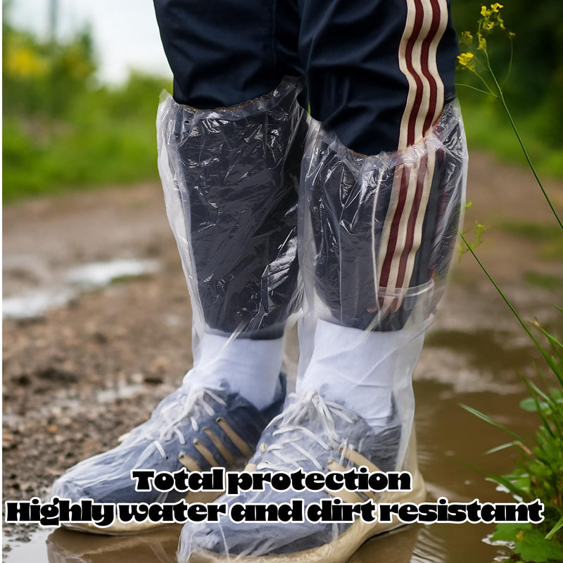4 Pairs Disposable Boot Covers with Elastic Band, Waterproof Rain Shoe Covers, Transparent Overshoes, Waterproof, Non-Slip for Men and Women for Outdoor Camping