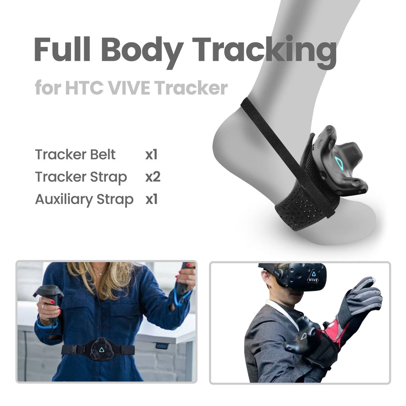 Tracker Straps and Belt, Foot Trackerstrap for HTC Vive Tracker, Full Body Tracking, Adjustable, Structure and Material Upgrade, 1TrackBelt+2 TrackStraps+1 Ankle Strap