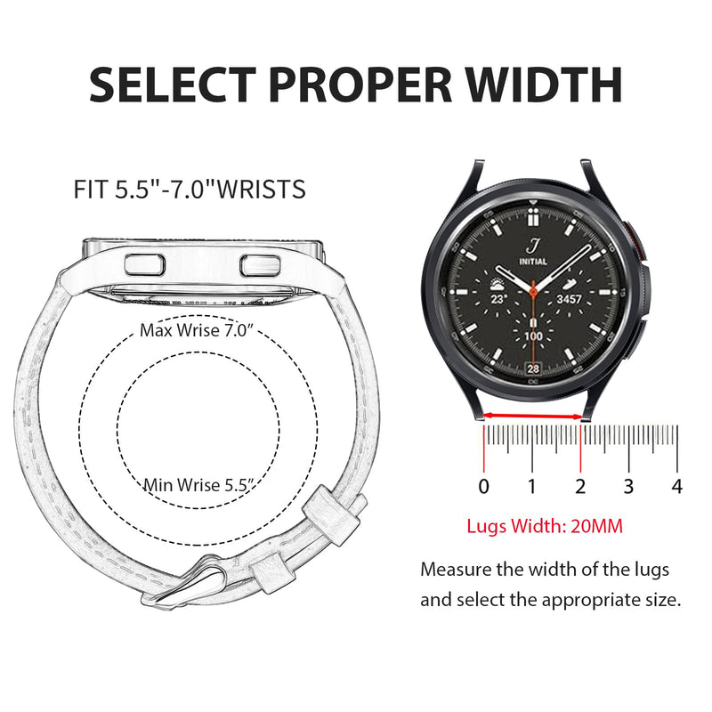 2 Pack Leather Watch Bands(Lightblue and cream) Compatible with Samsung Galaxy Watch Band, 20mm 22mm Lugs Watch Straps, Quick Release Wear-resistant Sweat-Resistant Smartwatch Replacement Strap