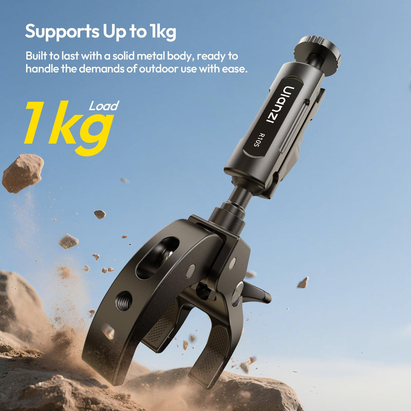 [AUSTRALIA] - ULANZI R105 Super Clamp Camera Mount with 360° Dual Ballhead Magic Arm, Sturdy Y-Shaped 3-Claw Camera Clamp Mount for GoPro Hero 13/12/11/10/9, Insta360 X5/X4, DJI Osmo Pocket 3/2 Action 5 Pro/4 