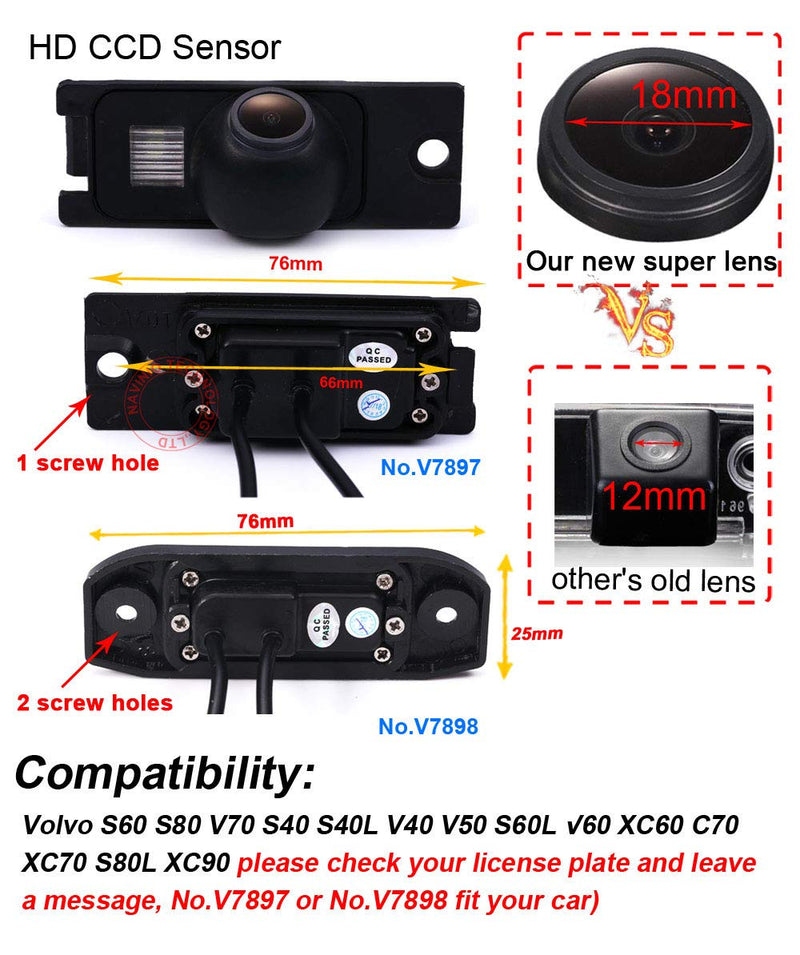 Super HD Vehicle Camera 1280x720 Pixels 1000 TV Lines car Rear View Back up Vehicle Camera Parking Reverse for Volvo S80 S140 XC60 S40 C70 S80L S40L S80 S60L S40L XC90 S80L Waterproof Model 1= one screw