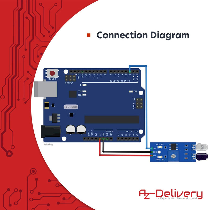 AZDelivery 3 x IR Infrared Module for Obstacle Detection Distance Sensor Compatible with Arduino and Raspberry Pi Includes eBook
