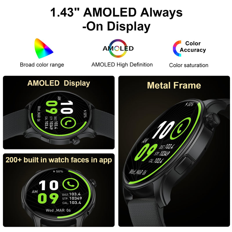 Smart Watch for Men Women Fitness: Waterproof Make/Answer Call Smart Watches for Men Digital Mens watches Run Smartwatch Android Phones iPhone Samsung Compatible Heart Rate Monitor Step Tracker Black