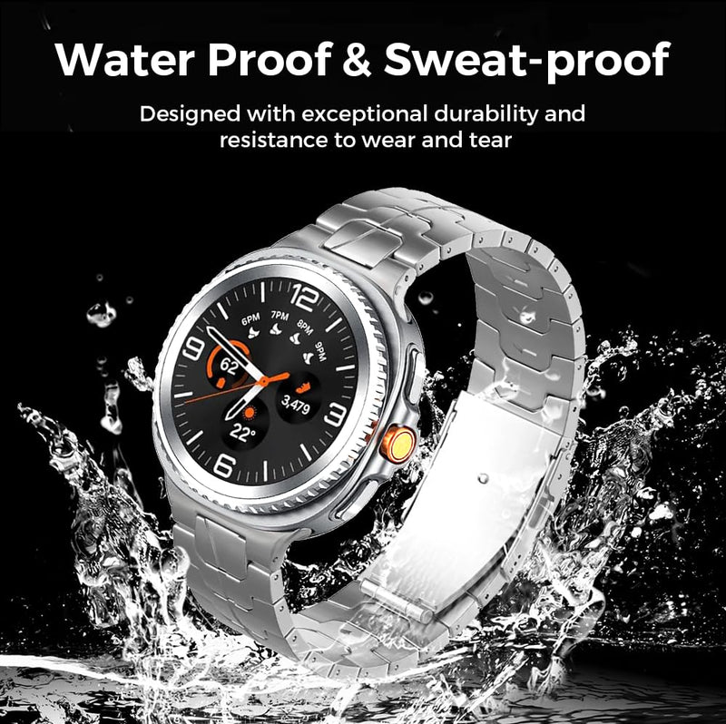 Titanium Watch Band for Galaxy Watch 9/8 40mm 44mm/8 Classic 46mm | No Gap Metal Strap for Samsung Watch 9 8 | 40% Lighter than Steel,Hypoallergenic,Durable,Fit Wrist 5.9"-8.5",Luxury Sport Gym black 22mm