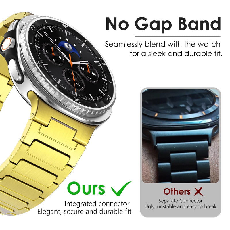 NewWays Grade 2 Titanium Link Bracelet for Samsung Galaxy Watch 9 8/8 Classic Band for Men Gold Galaxy Watch 8 40mm 44mm/ 8 Classic 46mm