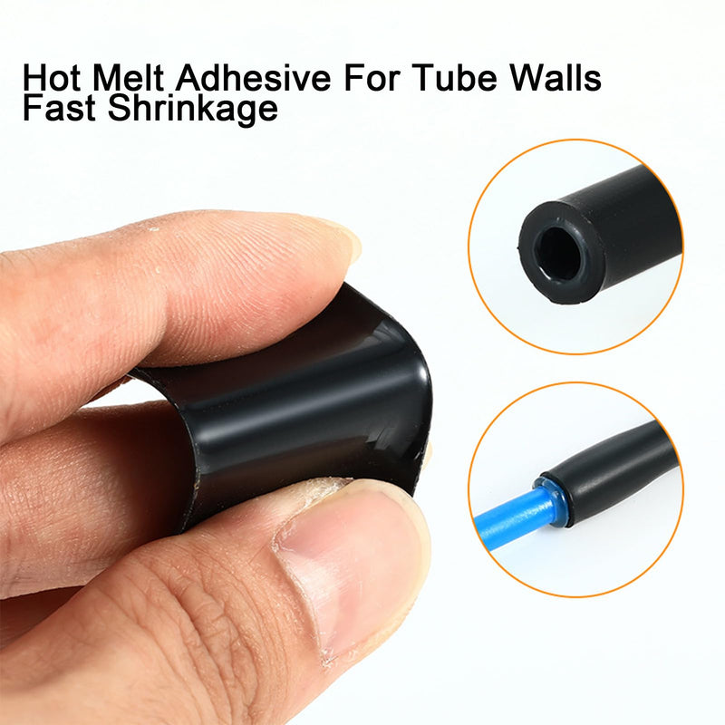 Heat Shrink Tubing, Black, 4:1 Heat Shrink Tubing, Heat Shrink Tube Assortment, Waterproof, Heat Shrink Tube with Adhesive, Heat Shrink Tube Set, for Cables, Marking (Diameter 12 mm x 2 m) Diameter 12 mm x 2 m