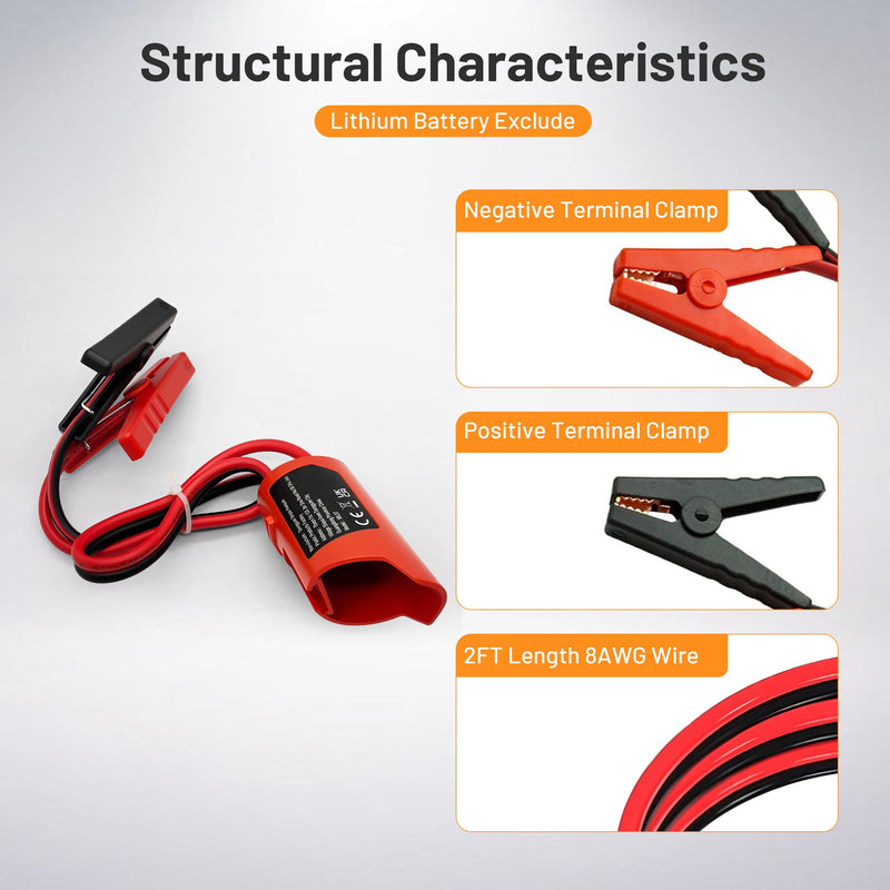 [AUSTRALIA] - Jumper Cables Adapter for Milwaukee M12 12V Battery, 2FT 8AWG Portable Car Jump Starter Booster Cables, Automotive Emergency Power Tool for Car Truck SUV Jump Starting Using Tool (2FT 8AWG) 