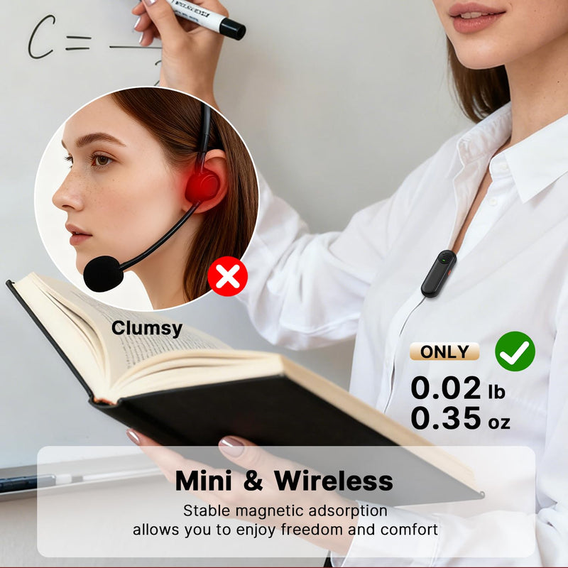 [AUSTRALIA] - yAyusi Wireless Voice Amplifier for Teachers with 2 Magnetic Lavalier Mics, Hands Free Mini Portable Microphone and Speaker with Lanyard, Rechargeable Teacher Microphones for Classroom/Meetings/Speech 