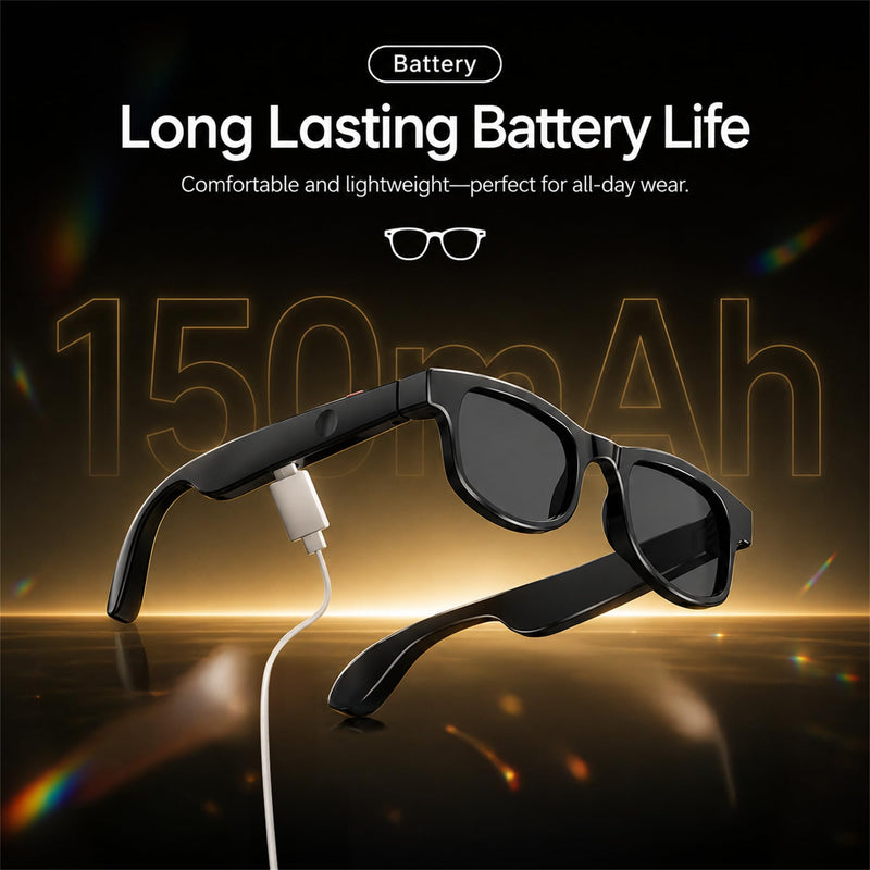 FEISEDY AI Smart Glasses with AI Assistant for Travel & Daily Use B0476 | Interchangeable Sunglasses Lenses,Open-Ear Bluetooth Audio, Music & Hands-Free Calls