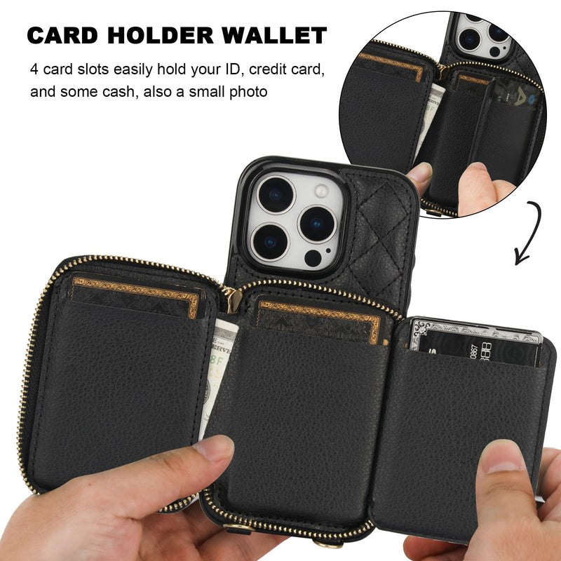Bocasal A Stylish Crossbody Wallet Case for iPhone 16 Pro + A Mini Round Pouch Bag