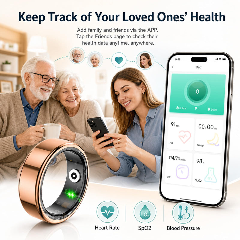 Smart Ring for Women & Men, IP68 Waterproof Fitness Tracker Ring with Heart Rate, Blood Oxygen & Sleep Monitor, Health Tracker Ring Compatible with iOS & Android, No Subscription Fee (#7) #7