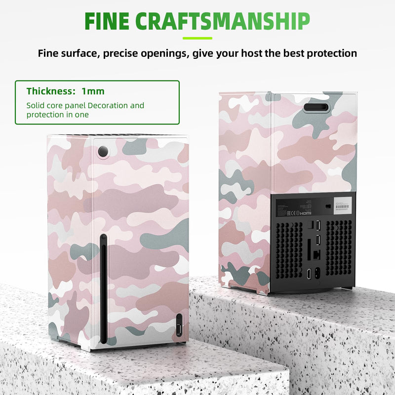 Magnetic Smart Wraps for Xbox Series X Console, Full Protection Protective Cover Case for Xbox Series X Accessories with Premium PU Leather and Soft Inner Lining - Pink Camo