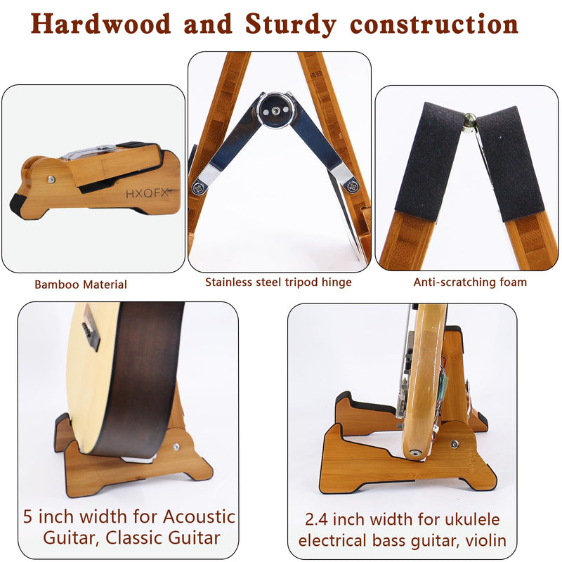 Wooden Electric Guitar Stand, X-Frame Style Guitar Stands Floor, Folding Guitar Stand for Acoustic Electric Classical Bass Guitars, Portable Instrument Holder with Soft Rubber Covering
