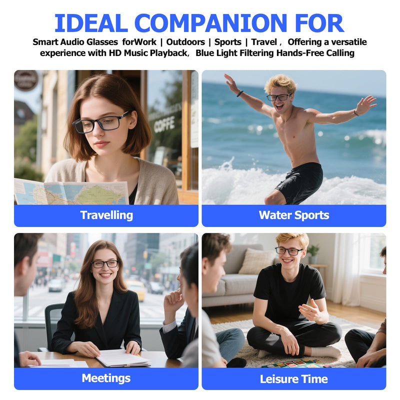 Smart Glasses Translation with Bluetooth AI Smart Glasses For Men & Women 110+ Language Clear Headphone with Speaker,Light weight, Touch control,changeable two-temples AI Nebula APP
