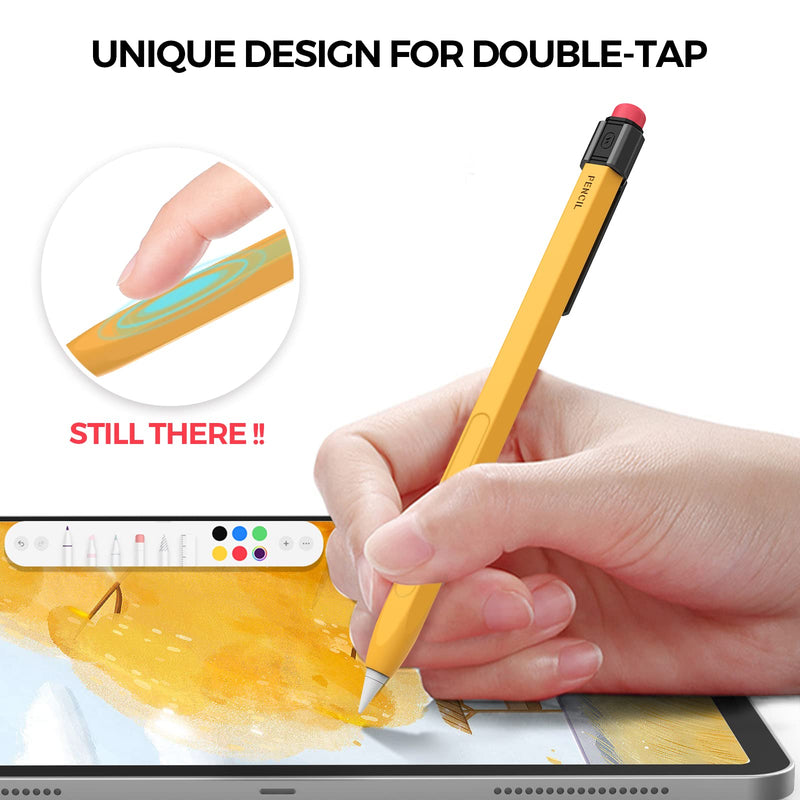 iPencil Case Sleeve Silicone Protective Cover Perfect Grip Skin Classic Design with Sturdy Clip Compatible with Apple Pencil 2nd Generation (Classic)