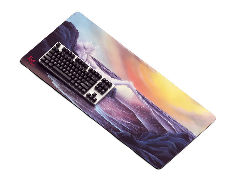 Bob Ross TV Series Scenic XXL Extended Gaming Mouse Pad for Computer, Office, Keyboard and Laptop, Large Desk Mat, Large Mouse Pad 35.4"x 15.7" x 0.12" - Stormy Seas - S17 E04
