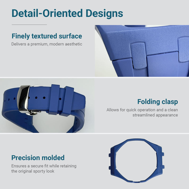 Integrated Bioceramic Watch Case and Silicone Strap Kit Compatible with AP x Swatch Royal Pop Series, One-Piece Replacement Case Band Set with Stainless Steel Folding Clasp, Watch Not Included 3H Deep Pink