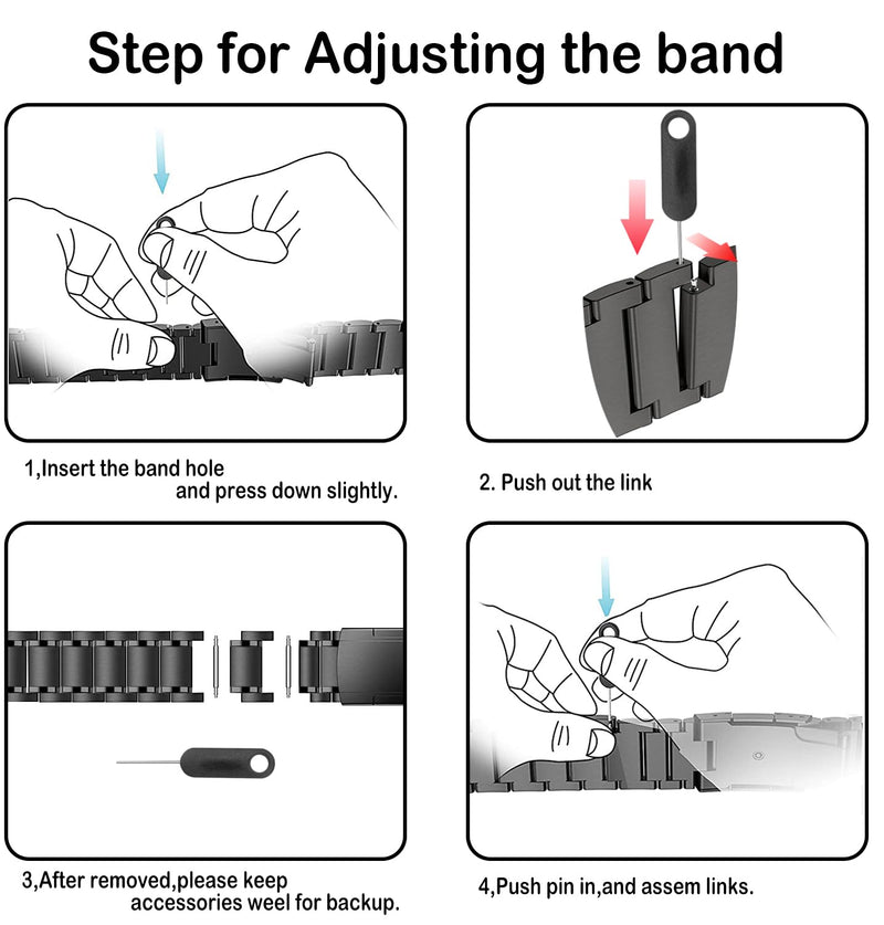 Titanium Garmin QuickFit 22mm Watch Band, 5-Link Bracelet, Black | MaKTech Lightweight Outdoor Strap, Hidden Deployment Clasp, for Garmin Fenix 8 47mm/E 47mm/7/6, Instinct 2