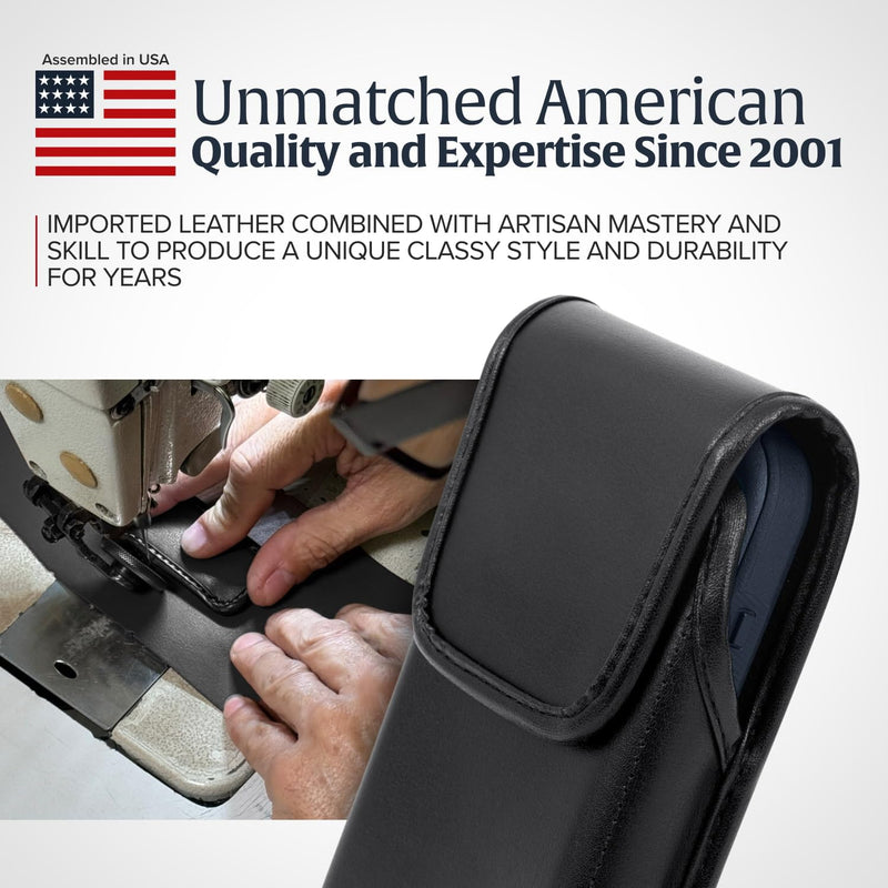 Turtleback Holster Designed for Motorola Razr (2020) 5G (2019) Vertical Belt Case Black Leather Pouch with Executive Belt Clip, Black Leather / Flush Clip Vert