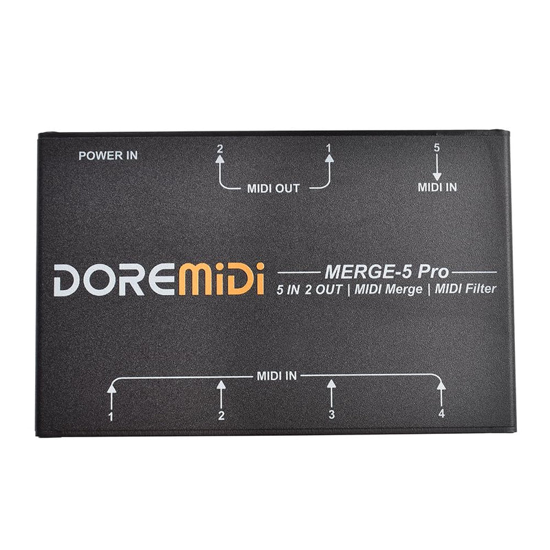 MERGE-5 Pro Can Merge Up To 5 MIDI Input Signals Into 1 MIDI Data Stream Can Be Output Directly Through 2 MIDI Interfaces