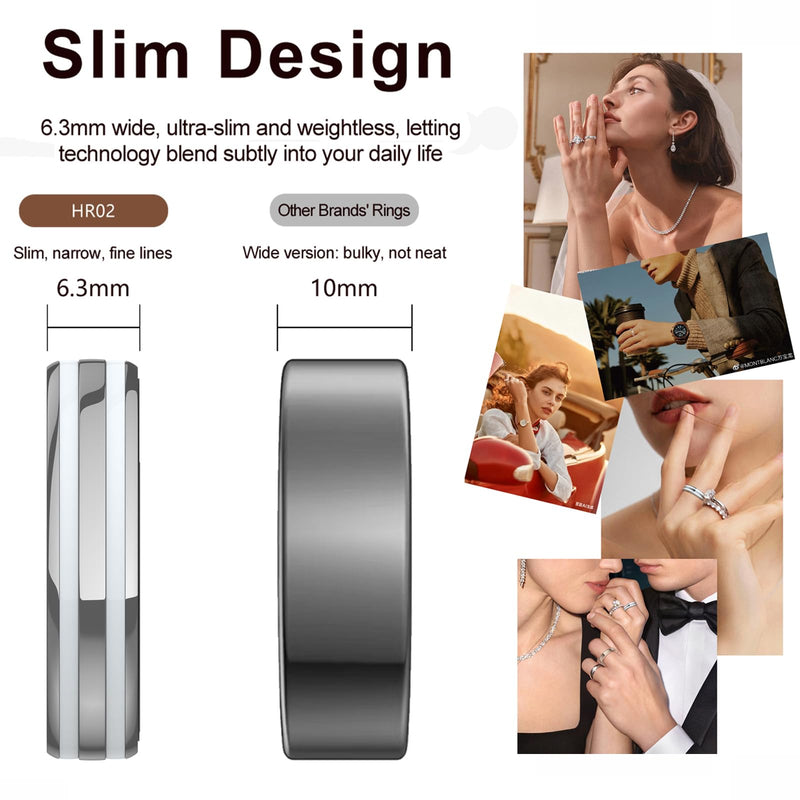Yihou Smart Ring Ultra Narrow Slim Heart Rate Monitor Sleep Tracker Fitness Health Ring Pedometer Step Counter Calories Waterproof Ladies Smart Rings for Women Men Silver #6