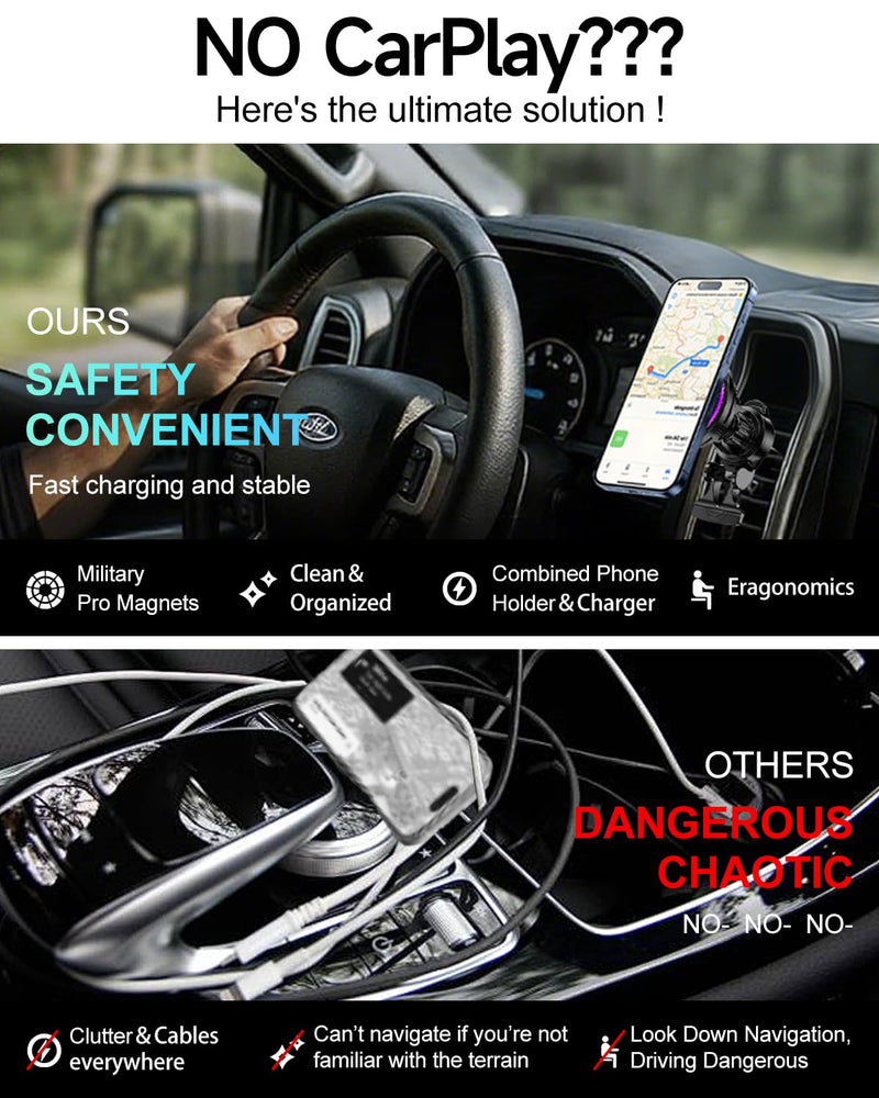 for MagSafe Car Mount Charger TEC Fan Cooling Magnetic Wireless Car Charger | 15W Fast Charging [3800gf Ultra Magnet] Magnetic Car Phone Holder for Your Car, 360° Vent Car Bracket for iPhone & Android Black 1