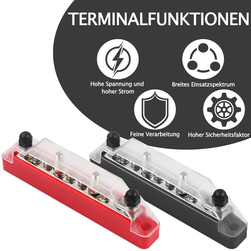 [AUSTRALIA] - Power Distribution Block Busbar with Cover 150A Marine Battery Terminals Distribution Block with M6 Connection Bolts, M4 Connection Screws for Car, Boat, RV (4 x M6 Bolts, 6 x M4 Screws) 4 x M6 bolts, 6 x M4 screws 