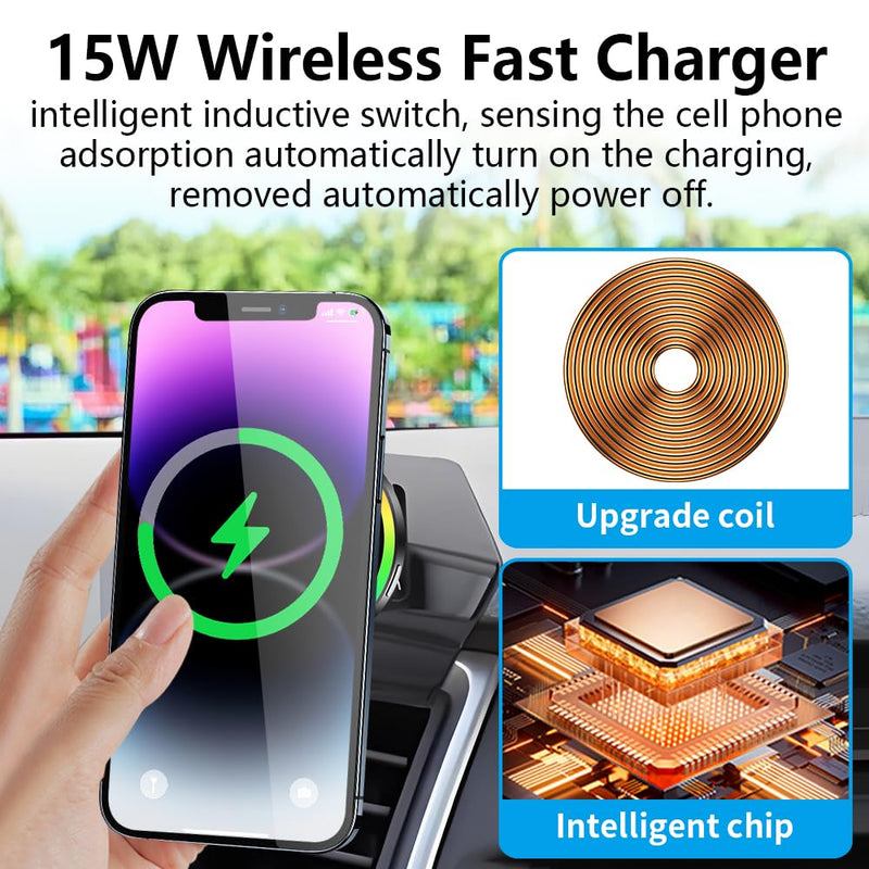 Car Magnetic Phone Mount for Hyundai Santa Fe 2013 2014 2015 2016 2017 2018 Auto Interior Accessories Best Cellphone Holder Fast 15W Wireless Charger Cell Phones Charging Screen Stand Accessory for Hyundai Santa Fe 2013-2018