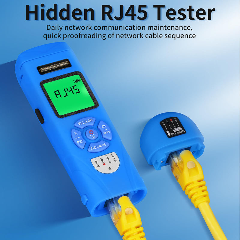 [AUSTRALIA] - Rechargeable Fiber Light Power Meter L-C50 (-50~+26dBm) Mini Fiber Optic Tester SC/FC/ST/LC Interface, Built-in Visual Fault Locator and RJ45tester with 1 FC-LC Adapter blue L-C50 15 