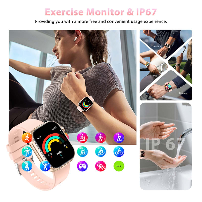 Smart Watches for Women with Earbuds Inside (Answer/Make Call) with 2.02" | Fitness Tracker with Exercise Monitor, Ultra-Long Standby Waterproof with Sleep Record Compatible with iPhone Android Gold