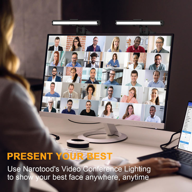 Video Conference Lighting - Webcam Light for Streaming, 3 Color Adjustable Light & Anti-Blue-Light, LED Monitor Laptop Light for Zoom Calls, Video Conference, Online Class, Live Streaming