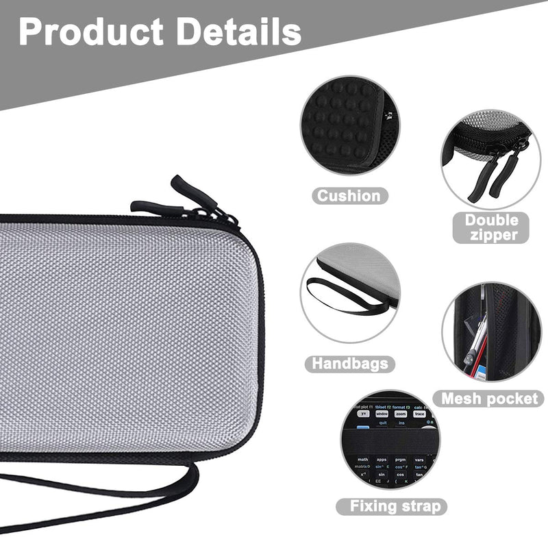 Xberstar Hard EVA Shockproof Carry Case Bag Pouch for Texas Instruments TI-84 Plus CE/Color TI-83 Plus,TI-89 Titanium, HP 50G Graphing, Scientific Financial Calculators (Gray) Gray
