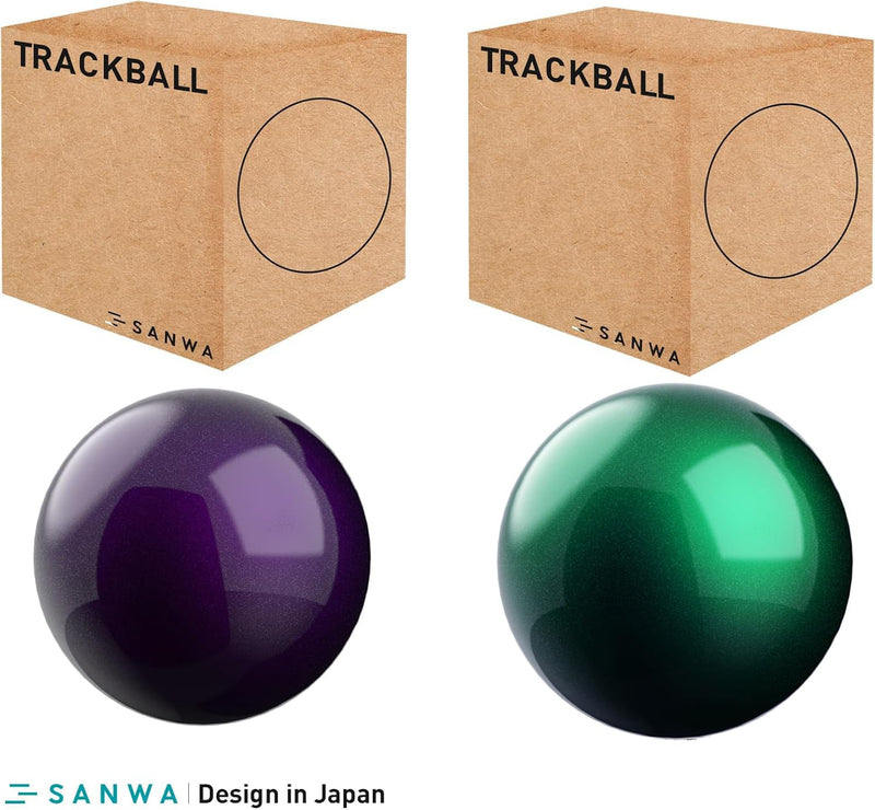 SANWA 2PCS 40mm/1.57in Trackball Replacement Ball for GMAWTB40, GMABTTB41, GMATB39, Kensington Orbit Fusion, and Other Compatible Trackball Mice, Glossy Green + Purple