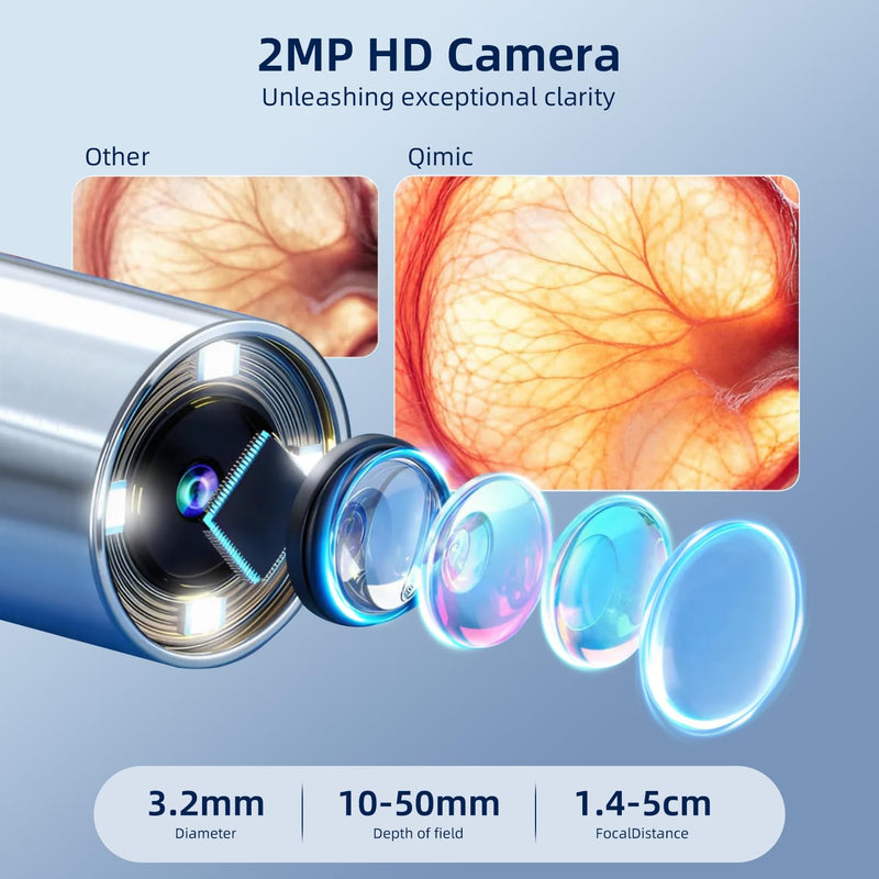 Qimic Wireless Otoscope Ear Camera - 1080P WiFi Otoscope with 6 LED Lights, Ear Scope Camera with 10 Colorful Accessories for Kids,Pets &Adults,Support Photo and Video, Compatible with Android Q09