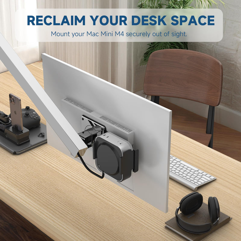 for Mac mini M4 Mounting Bracket with VESA Adapter Plate | 35x75mm to 100x100mm Extension Plate, Behind Monitor/Wall/Desk Mount Holder, for Mac Mini M4 Pro & M4 Pro 2024, Sturdy Metal