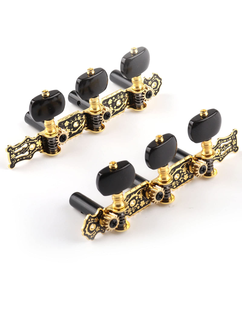 [AUSTRALIA] - Mr.Power Guitar Tuners Machine Heads 3+3 Set Tuning Keys String Pegs Only for Classical Guitar (Long Black, Black Button) Long Black 